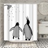 FuShvre Black and White Animal Shower Curtain Abstract Silhouette Penguin