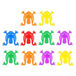 OUDQFCJ 10 Pieces Jumping Frog Toy Frog Bouncy Game, Finger Press Toy Bouncing for Birthday Party Favours Easter Goody Bag Fillers (Random Colour)