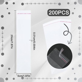 SOFPLATE 200Pcs Self Sealing Treat Bags Pretzel Bags Bulk OPP Cellophane Individual Clear Transparent Rectangle 2 x 8 Inch Self Adhesive Treat Bag for Pretzel Stick Candy Packaging Favors Products