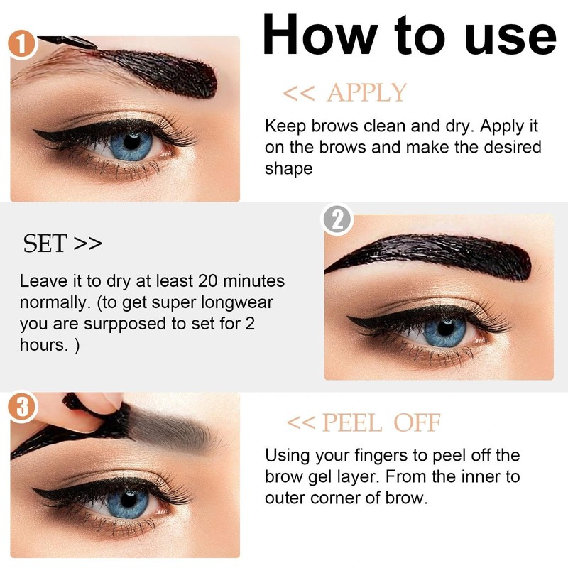 Light Brown Tattoo Brow Peel Off Gel Tint - Semi-Permanent,