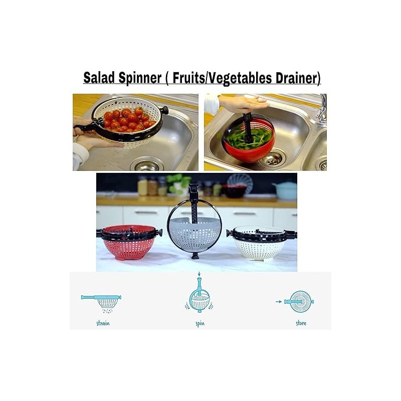 4All Salad Spinner Rotating Seive Easy Spin Centrifugal Dehydration Vegetable