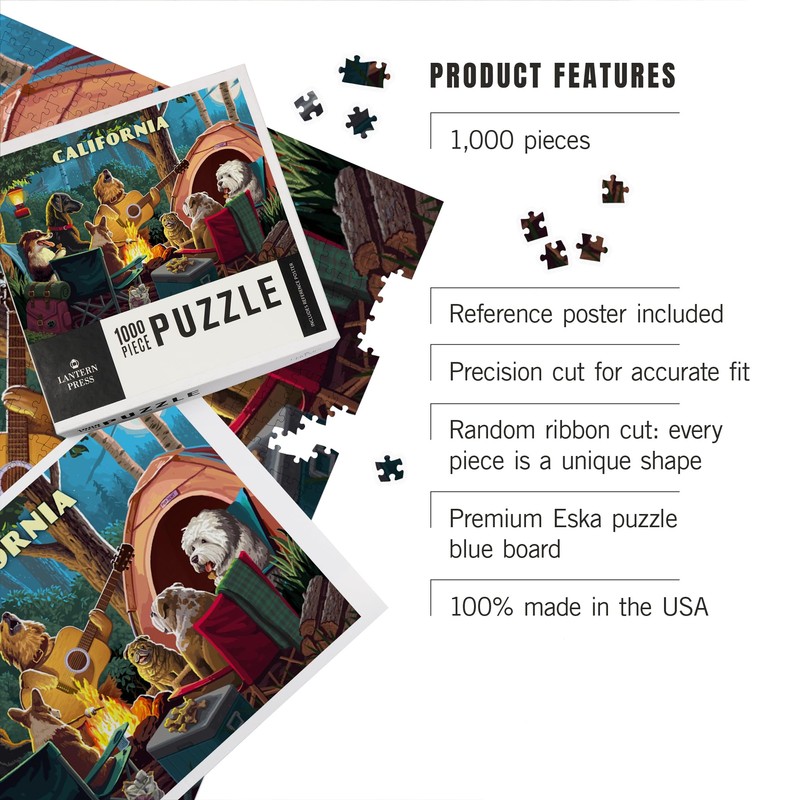 Lantern Press 1000 Piece Jigsaw Puzzle, California, Painterly, Pack Life,