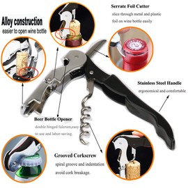 Kit-Home Professional Waiter Corkscrew Wine Openers Set of 10,Upgraded With Heavy Duty Stainless Steel Hinges Wine Key for Restaurant Waiters, Sommelier, Bartenders