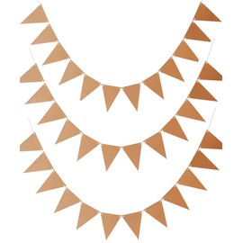 Pack 3 DIY Kraft Card Banner Make Your Own Bunting 36 Pieces 6.8 x 5.1 inch Triangle Flags Christmas Classroom Decorations Birthday Party Blank Banners with Hanging Ropes for DIY Painting Writing