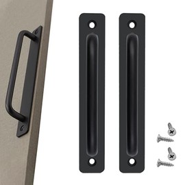 QUUPY 2 Pcs 212mm Length Sliding Barn Door Pull Handle,Heavy Duty Modern Simple Invisible Handle,Send 4 Screws,Easy to Install,for Barn Door, Gates,Garages Sheds,Black