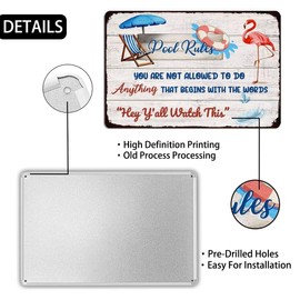 Funny Outdoor Pool Tin Sign - Metal Rules Sign for Swimming Pool Decorations, Home Decor, Garden, Backyard, Bar, Deck Welcome Accessories - 8x12 Inch