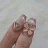 Rose gold shell butterfly handmade nail tip - long ballerina