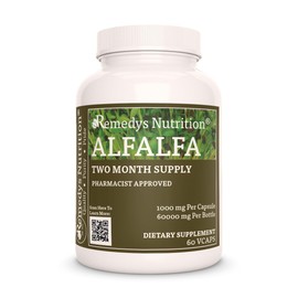 Remedy's nutrition Alfalfa Root Extract l Medicago Sativa 1,000 mg, 60 Capsules | Cholesterol Reduction, Antioxidant | Non-GMO, Vegan, Gluten-Free, No Fillers or Additives Guaranteed