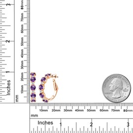 Gem Stone King 18K Rose Gold Plated Silver Gemstone Birthstone and White Topaz Hoop Earrings for Women | Round Cut 4MM and 1.9MM Stones | 1 Inch Diameter Hoops | Fine Jewelry for Her Mom Wife Women