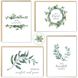 Sympathy Cards with Envelopes, Watercolor Condolence Cards, Set of 40, Assorted Thinking of You Cards, Greenery Sympathy Cards with Sentimental Messages, Sympathy Cards Bulk