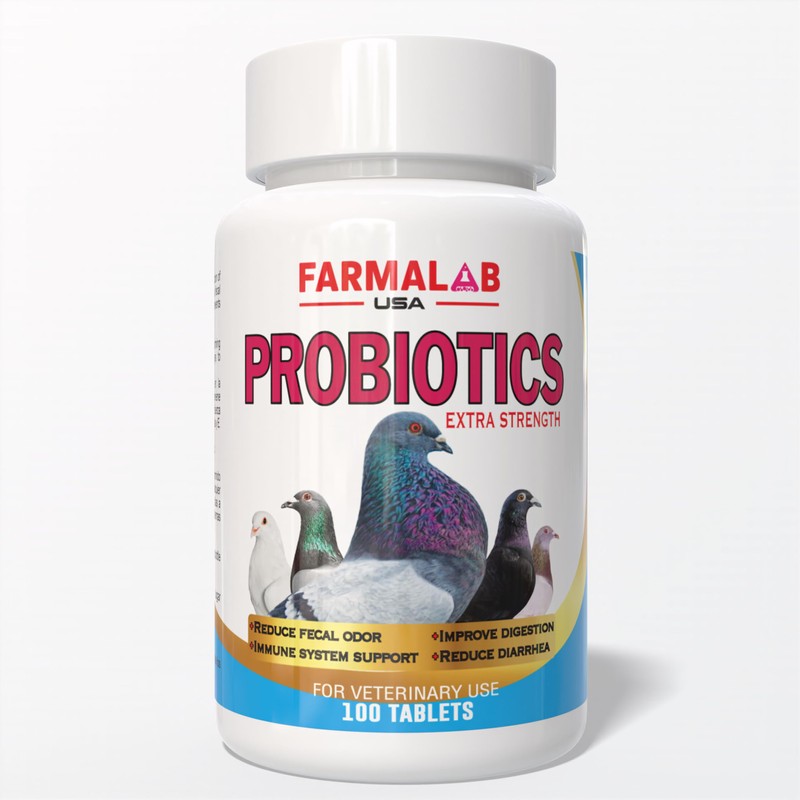 Farmalab Probiotics Extra Strength for Pigeons, 100 Tablets, Immune Support