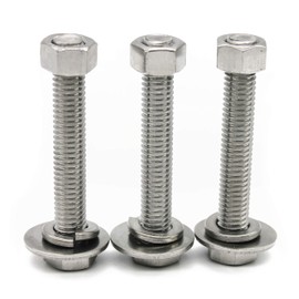 (10 Sets) 1/4-20x3/4" Stainless Steel Hex Head Screws Bolts, Nuts, Flat & Lock Washers, 18-8 (304) S/S, Fully Threaded by Bolt Fullerkreg