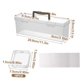 MiDube 16 PCS Acrylic Press On Nail Organizer with 1 Big Storage Box and Double Sided Tape, Clear False Nail Display & Packaging Case for Salon, Home Travel Use