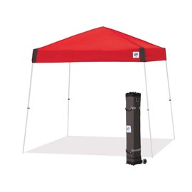 E-Z UP Vista Instant Shelter Canopy, 12' x 12', White Powder-Coated Steel Frame with Wide-Trax Roller Bag & 4 Piece Spike Set, Punch