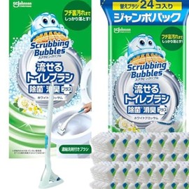 【Main unit & refill set】Scrubbing Bubbles Flushable Toilet Brush Toilet Sheet 【White Blossom Scent】 Main unit + refill set (28 pieces)