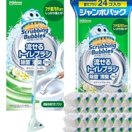 【Main unit & refill set】Scrubbing Bubbles Flushable Toilet Brush Toilet Sheet 【White Blossom Scent】 Main unit + refill set (28 pieces)