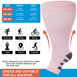 Ancrina Toeless Plus Size Compression Socks for Women Open Toe Wide Calf Compression Support Socks