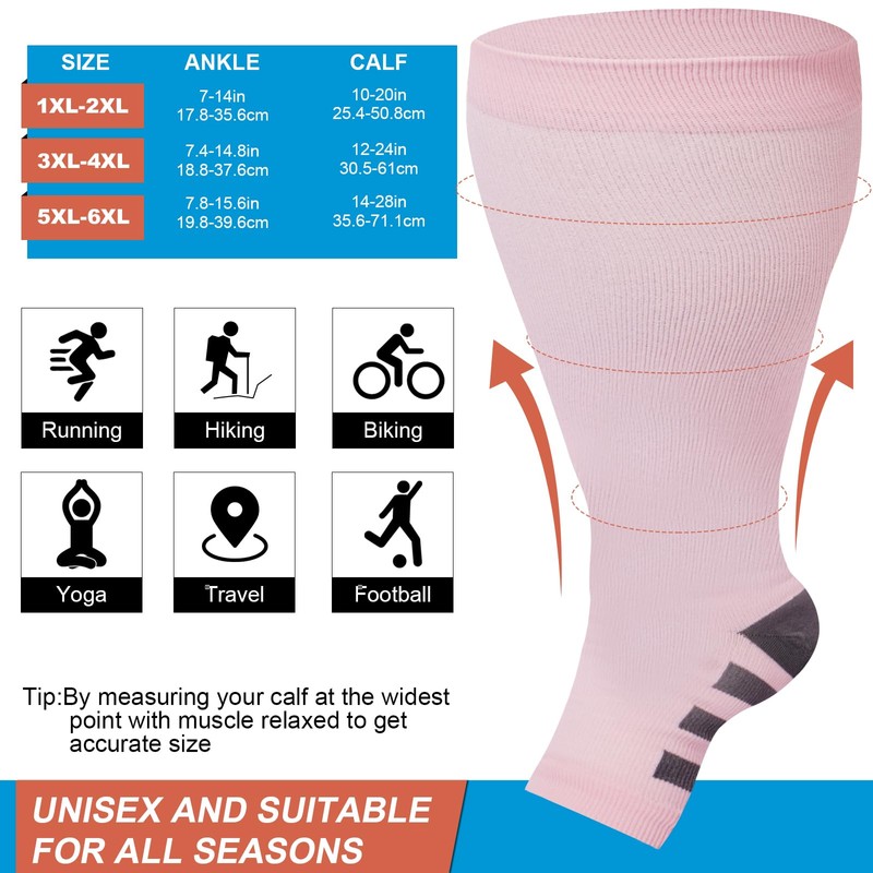 Ancrina Toeless Plus Size Compression Socks for Women Open Toe