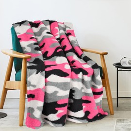 Catalonia Classy Fleece Throw Blanket for Sofa, Lightweight Fleece, Comfortable Travel Blanket, Super Soft, Fluffy Couch Blanket, Cosy Sofa Blanket, Grey Camo/Single Layer 150 x 130 cm