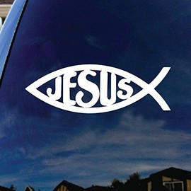 SoCoolDesign Jesus Fish Christian Cross Car Truck Laptop Sticker Decal 5" Diameter