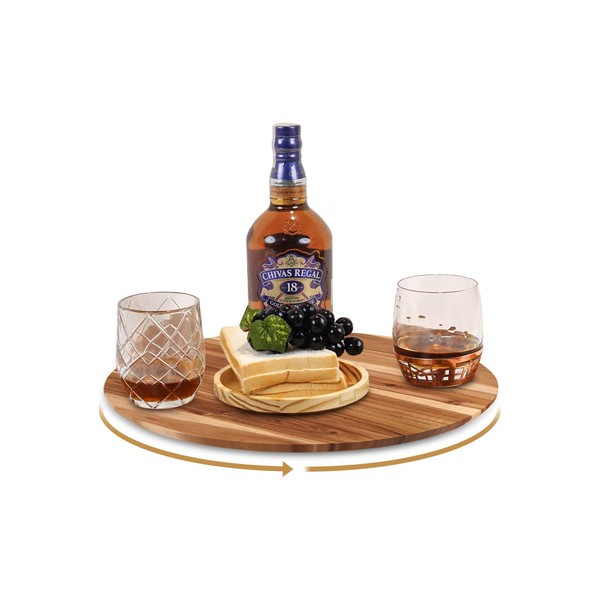 Nabytok Dia.16 Acacia Wood Lazy Susan, Wood Turntable Organizer, Turntable