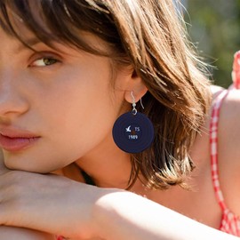 Acrylic Record Earrings for Women Girls, Nostalgic Fashion Rock Roll Disc Tape Records Dangling Drop Earrings Jewelry, Vintage 1989 TS Singer Tour Concert Gifts for Music Fans (Black)