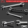 BILITOOLS 12-Piece Flare Nut Wrench Set, Metric & Standard, 12-Point