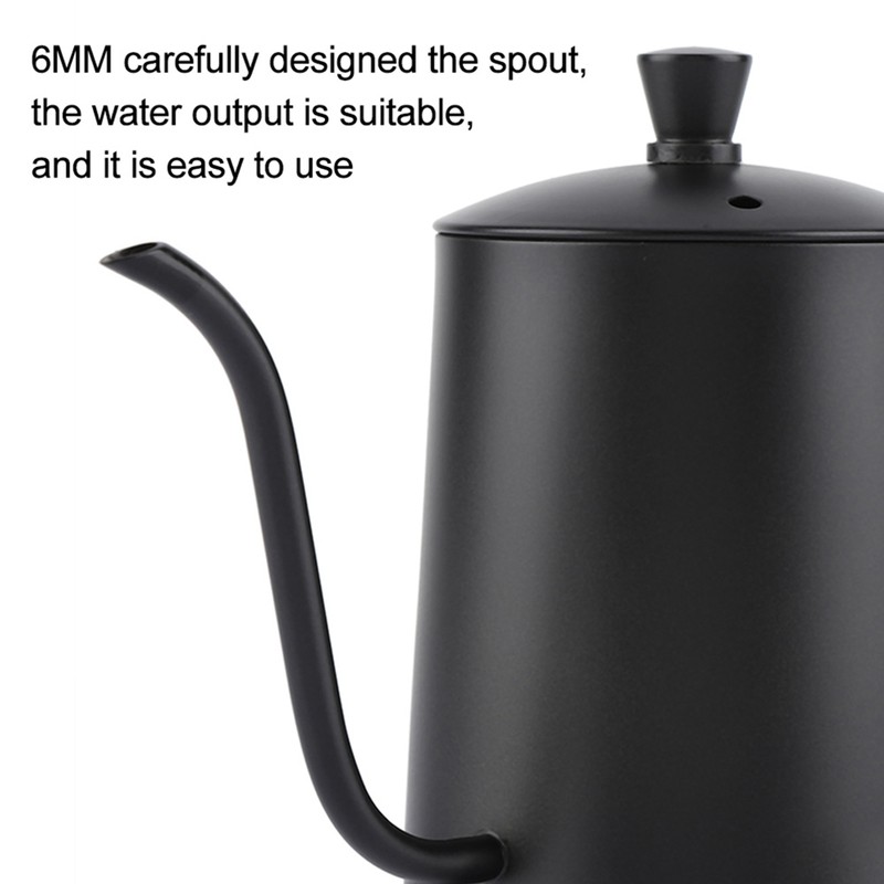 550ml Stainless Steel Long Gooseneck Coffee Pot Kettle with Lid