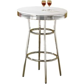 Coaster Home Furnishings CO- Cleveland 50's Soda Fountain Bar Table, Chrome and White
