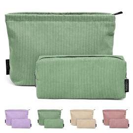 MAGEFY 2 pcs Bolsa de Cosméticos de Pana Estética Bolsa de Maquillaje Cosmetiquera para Maquillaje Neceser Mujer Portátil Cosméticos para Viajar Bolsa