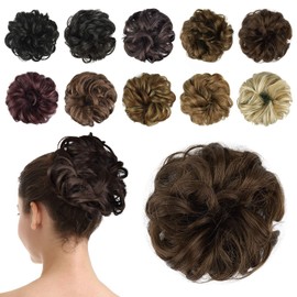 BARSDAR Messy Hair Scrunchies Hair Bun Extensions Hairpiece for Women Updo ponytail Extensions Scrunchie Hair Piece - Medium Chestnut Brown Scrunchie Hairpiece