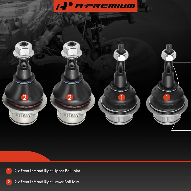 A-Premium Set of 4, Front Upper Lower Ball Joints, Compatible