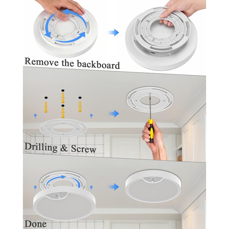 TOOWELL Rechargeable Motion Sensor Ceiling Light: Closet Lights Motion Sensored,