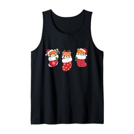 Cute Red Pandas In Christmas Stockings For Christmas Red Tank Top