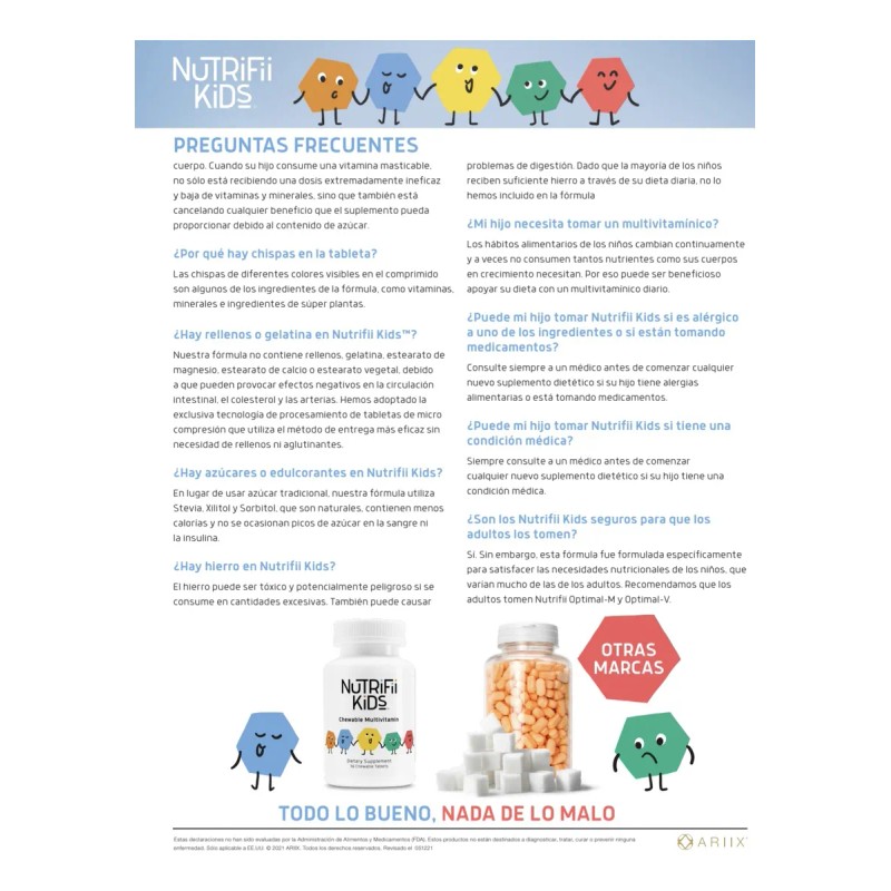 Multivitaminas Para Niños Nutrifii Kids 56 Tabletas