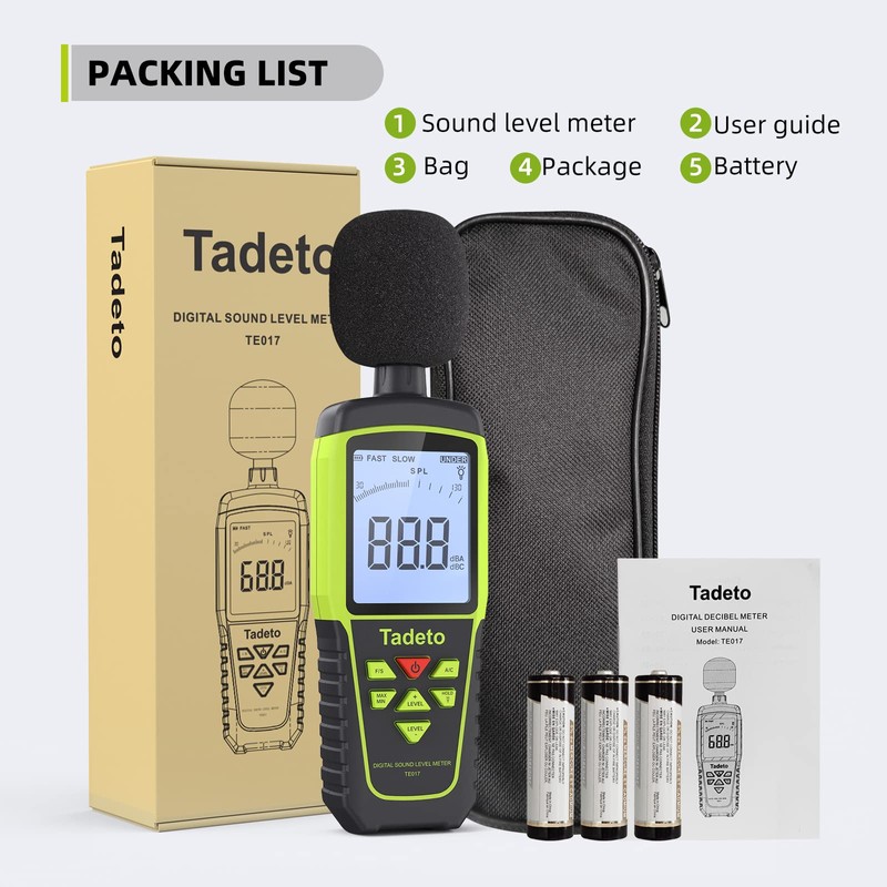 Decibel Meter, Tadeto Digital Sound Level Meter Portable SPL Meter