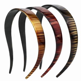 KOVOLITU 3 Pack Headbands Designed for Eyewear 0.79IN Plastic Non-Slip Headbands for Women Fashion Headbands with Teeth-Stripe