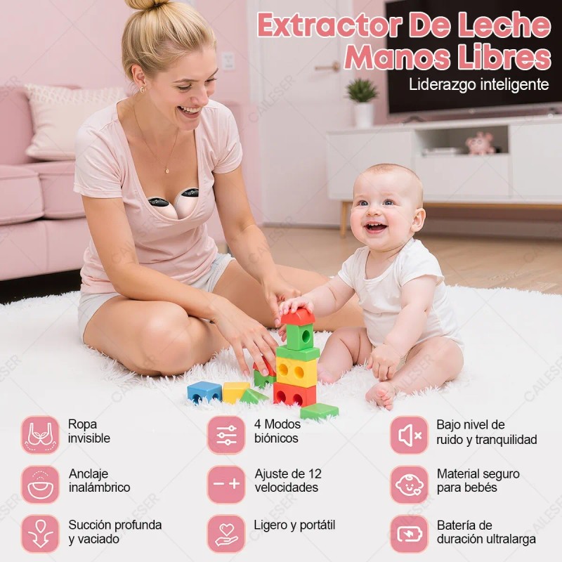 2pcs Extractor De Leche Manos Libres Recargable Con 4 Modos