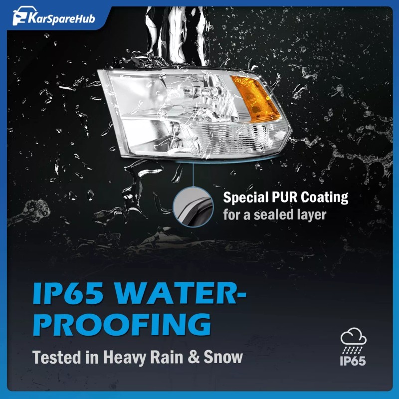 karsparehub Chrome Headlights For 2009-2018 Dodge Ram 1500 2500 3500