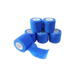 Transun Moo 6 Pack 2" x 5 Yards Self Adhesive Bandage Wrap Breathable Cohesive Vet Wrap for Pets, Elastic Self-Adherent Tape for Sports, Wrist, Ankle ( Blue)