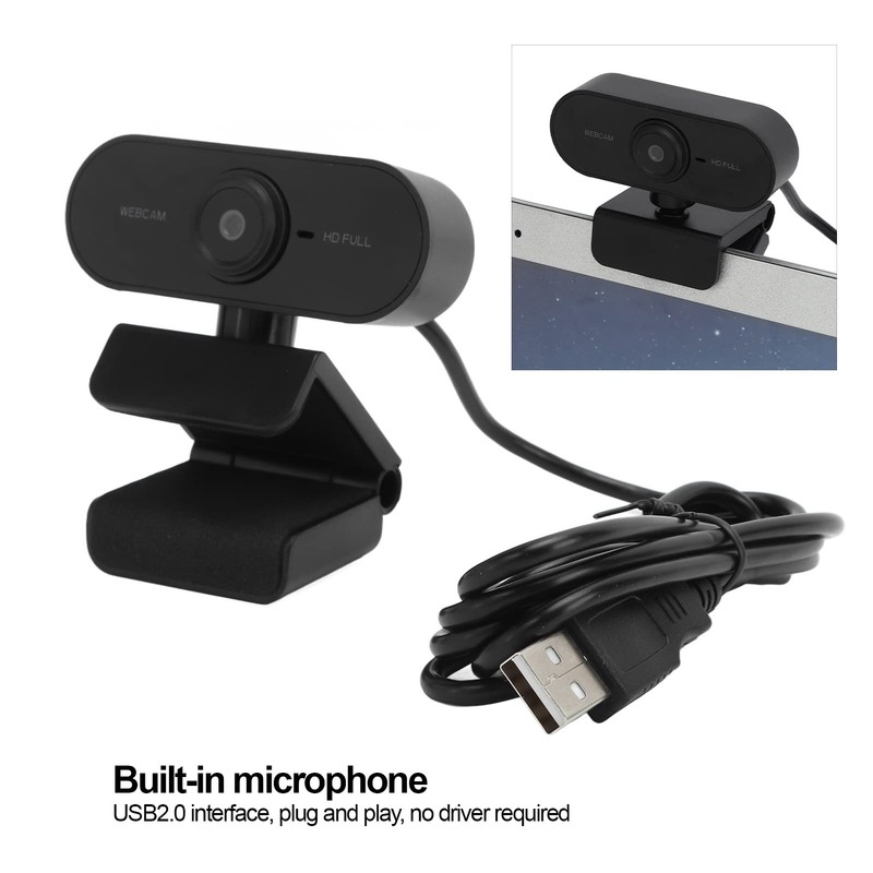 1080P Computer Camera, HD Webcam with Noise Reduction Microphone, USB2.0