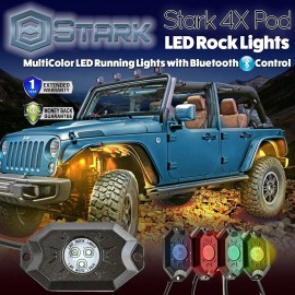 STARK INDUSTRIES 4 Pods RGB Rock Lights Bluetooth Control Underglow Offroad Lighting Kit