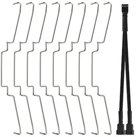 Xiatiaosann CPU Heatsink Fan Buckles, 12cm Wire Buckle Lower Hook Type Fixing Clip Bracket for Computer Mainboard Fan Heatsink with PWM Splitter (8 Pack)