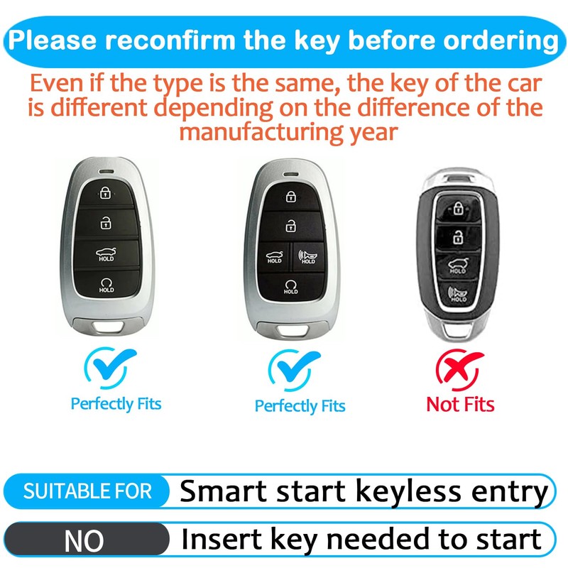 Sindeda for Hyundai Key Fob Cover with Keychain Soft Full