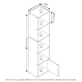 Furinno Luder Shelf Bookcase with 1 Door Storage Cabinet, French Oak