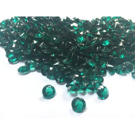 Acrylic Diamonds, 8mm Acrylic Color Faux Round Crystals Treasure Gems, 0.3 inch Tabletop Confetti Crystals for Table Confetti, Table Scatters, Vase Fillers, Party Decoration (1000pcs Emerald Green)