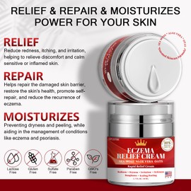 Eczema Cream for Kids & Adults - Eczema Relief Cream for Redness, Itchy, Dry Skin, Daily Moisturizer for Sensitive Skin, with Sea Moss, Aloe Vera, Colloidal Oatmeal, Fragrance-Free, 1.7 FL OZ, 2PC