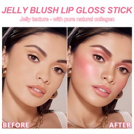 4 Pcs Jelly Blush Contour Stick for Cheeks Eyes Lips Lightweight Dewy Finish Blush Stick Waterproof Long Lasting Contour Stick Trio Wand Face Makeup Set for Women (4PCS, Small)