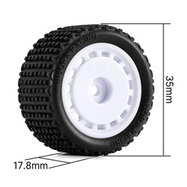 INJORA Pre-Mounted Pin Buggy Tires & Wheels for 1/28 Losi Micro-T, 4pcs(White)