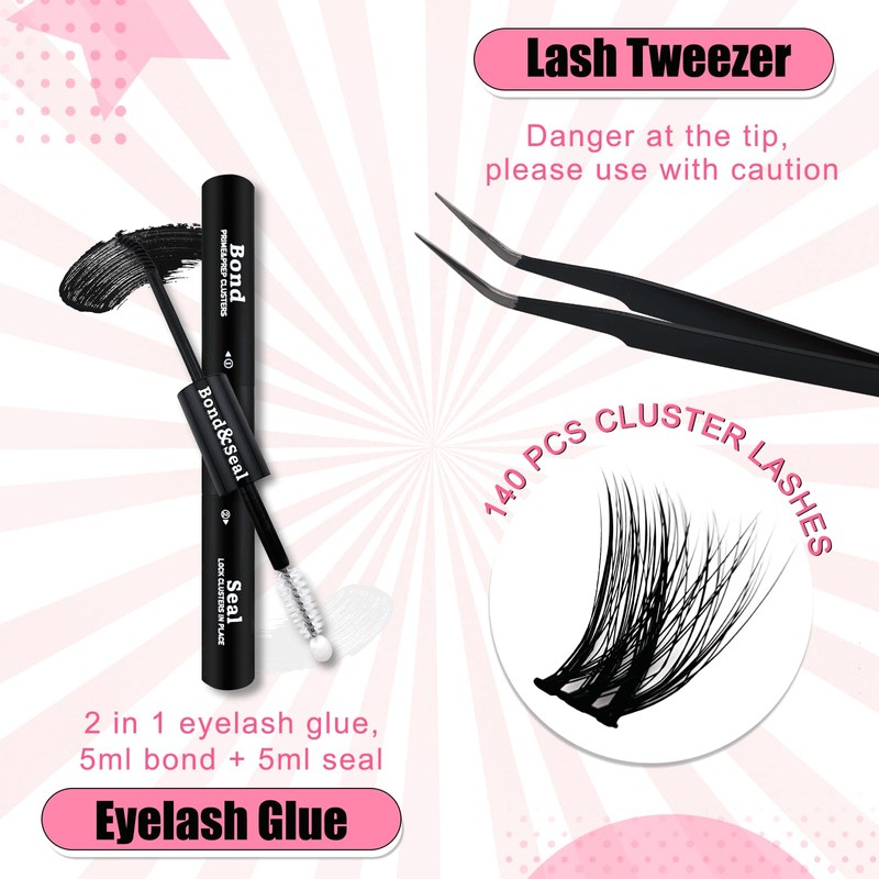 DIY Eyelash Extensions Set, Fluffy Volume Eyelashes, Individual False Eyelash